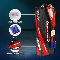 Vista 4 de Gens ace 2S Lipo Batería 7.4V 5300mAh 60C Lipo Batería Pack 24 # con EC3 Plug y Deans Adaptador para Coche RC