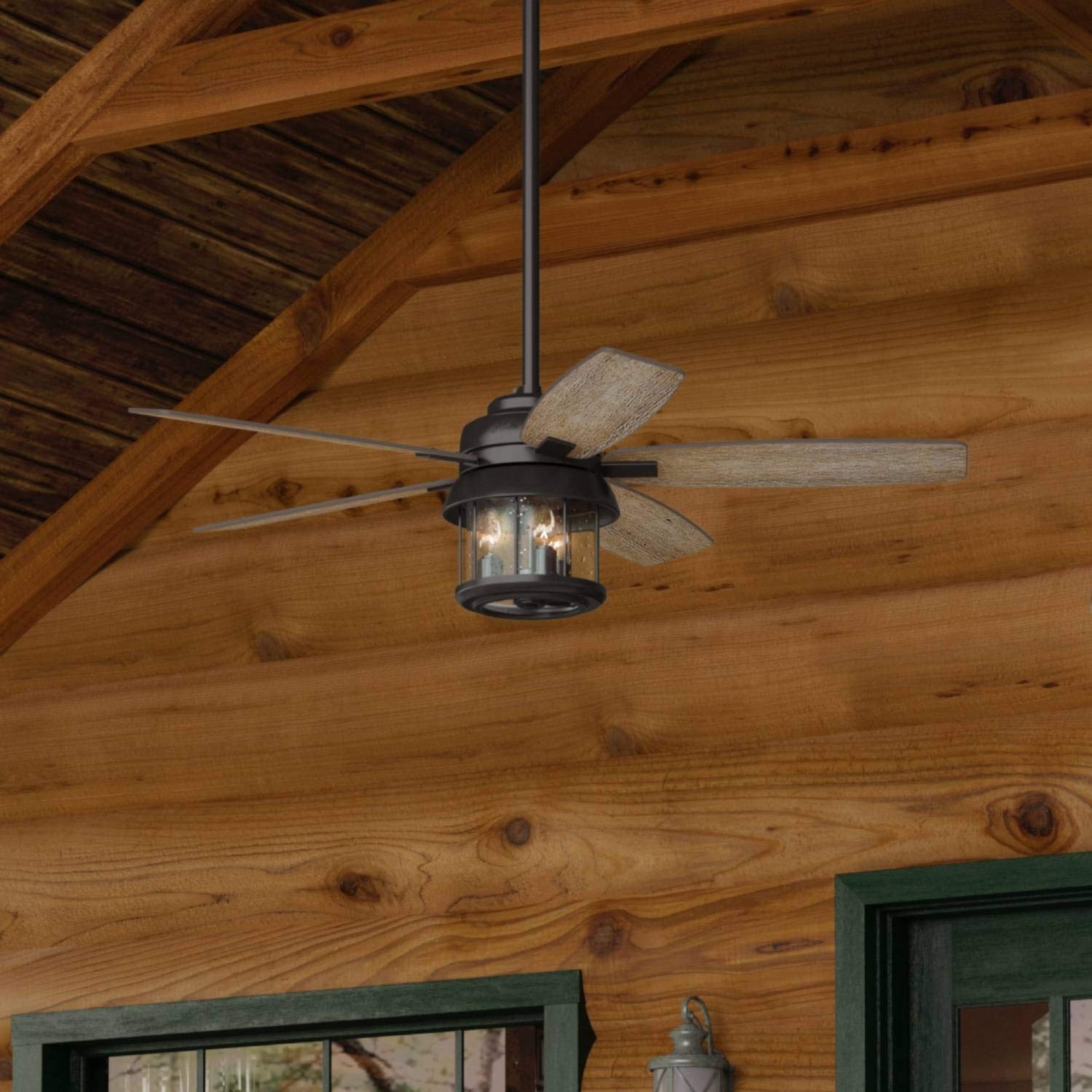 Hunter Fan Company 59420 Coral Bay Indoor/Outdoor Ceiling Fan with LED Light and Remote, 52, Black