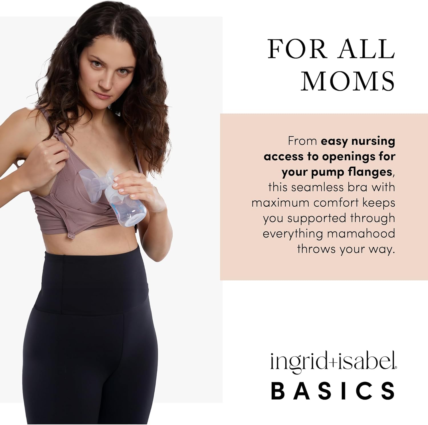 Ingrid & Isabel | Basics Nursing and Pumping Bra | Comfortable Breast Pump Bra Hands Free - Image 3