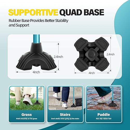 Vista 52 de BeneCane Bastón ajustable con mango acolchado suave compensado para hombres y mujeres, base de estabilidad extra ligera, cómoda, ayuda de movilidad