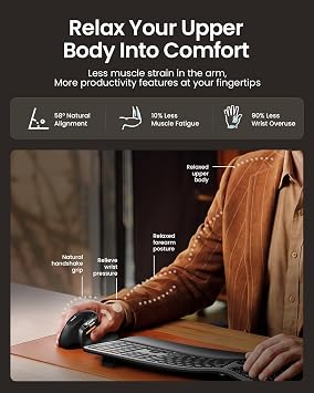 ProtoArc EM11 Pro Ergonomic Mouse for Large Hands, Side Scroll, Black | Designed for hands 7.5-8.5. Browser-based customization, Side scroll wheel for Excel/video editing, Multi-Device.