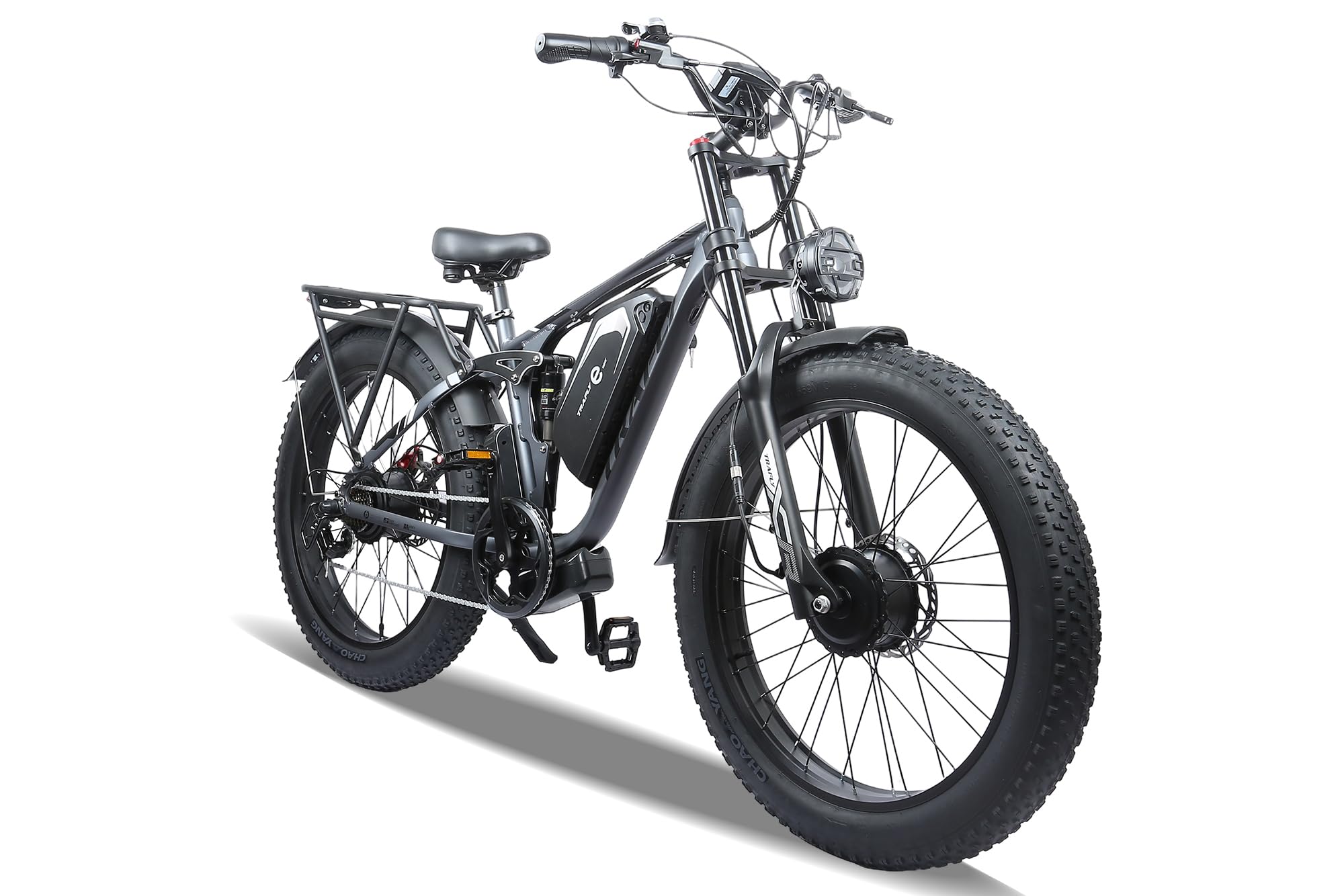 electric bike mountain e bike bicycle full suspension 26in Fat Tire for Adults, 6000W Peak Dual Motor AWD, 54.6V 20AH Removable Battery, 7 Speed Shimano, Suspension, Hydraulic Brakes, All Terrain E-Bike for Beach Off-Road Color:Champ dirt trails Varsity Pink Iridescent Backpack 23 Holiday