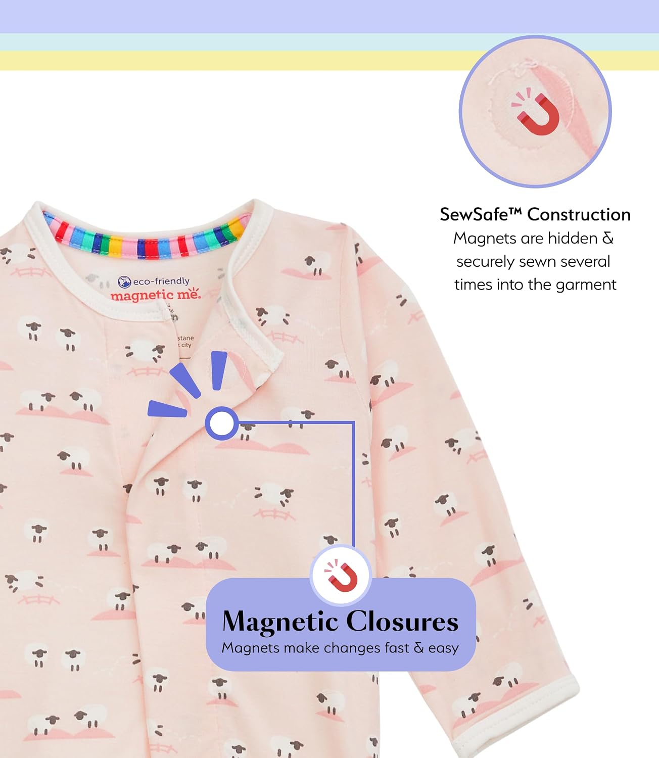Magnetic Me Footie Pajamas Soft Modal Baby Sleepwear with Quick Magnetic Fastener | Boys and Girls Sleeper Preemie-24 Months image 2