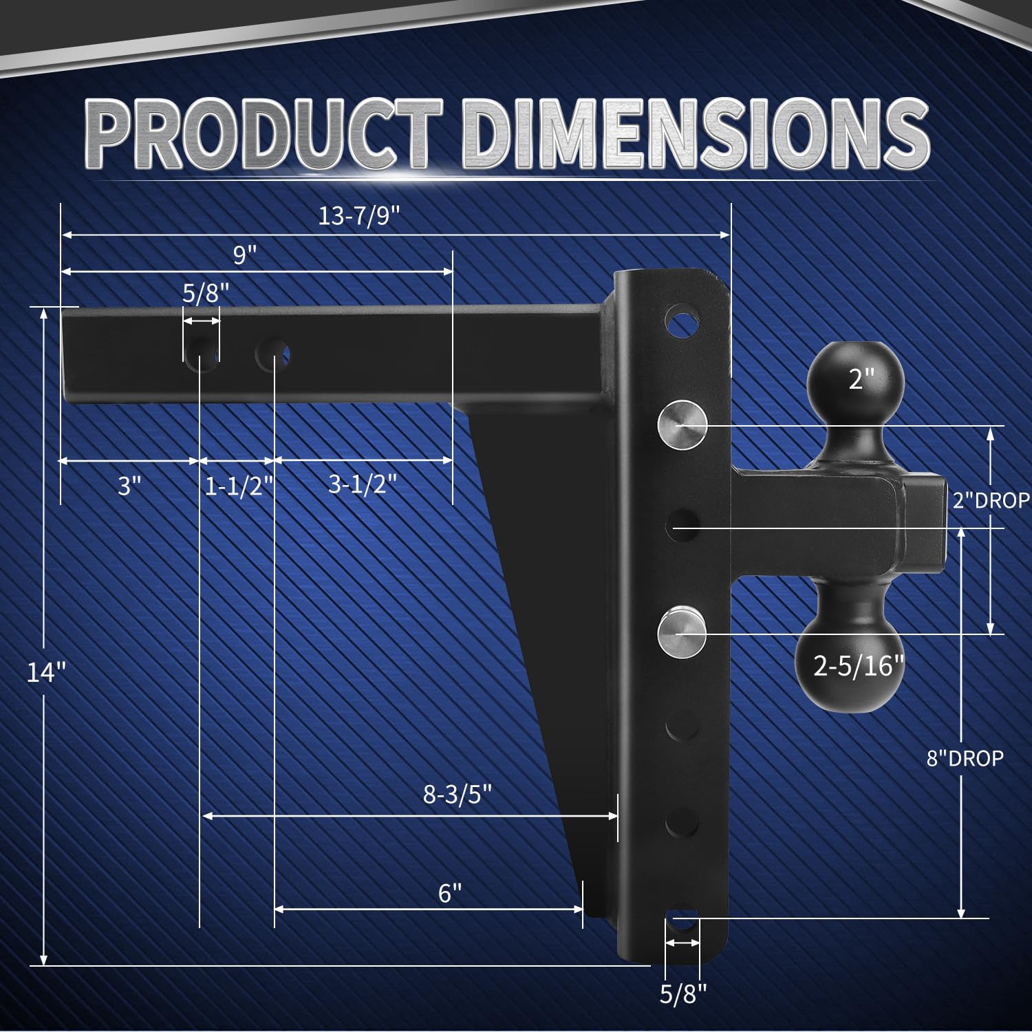 Snapklik.com : METOWARE Heavy Duty Adjustable Trailer Hitch - 2 ...