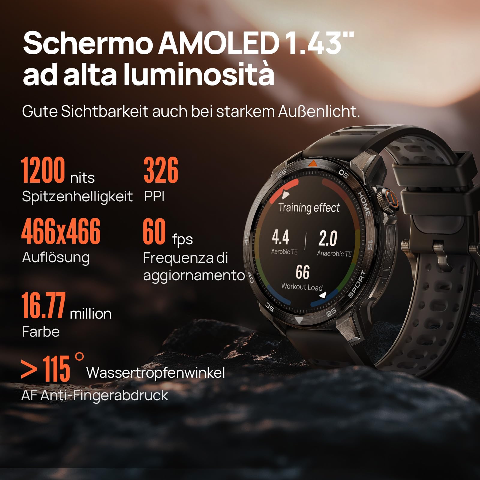Mibro GS Pro2 GPS Smartwatch Herren, 20 Tage Akku, Coach-Laufplan | 1,43"AMOLED, Robustes Zifferblatt Edelstahl, Bluetooth-Anruf, 20 Tage Akku, 5ATM Wasserdicht, Padel, Läuft(Dunkelgrau)