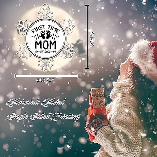 Miniatura 2 de Promoted to Mom - Adornos de Navidad para niños y bebés, decoraciones de Navidad de 3 pulgadas, adornos de copo de nieve de metal, regalo de