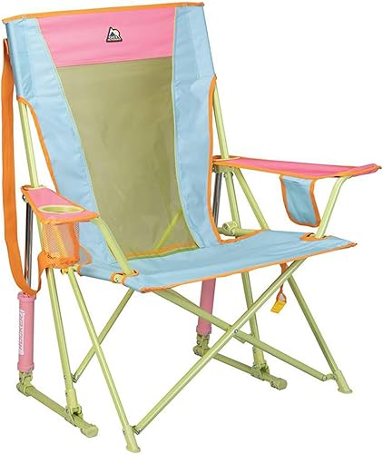 GCI Outdoor Comfort Pro Rocker - Silla mecedora plegable portátil con reposabrazos duraderos y soporte para bebidas, mezcla de colores