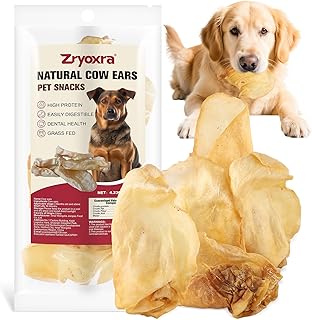 100% Natural Real Cow Ears for Dogs - Single Ingredient Dental Chew, Long-Lasting Treats for All Breeds (Small/Medium/Large) | High Protein, Easily Digestible (3.9 OZ)