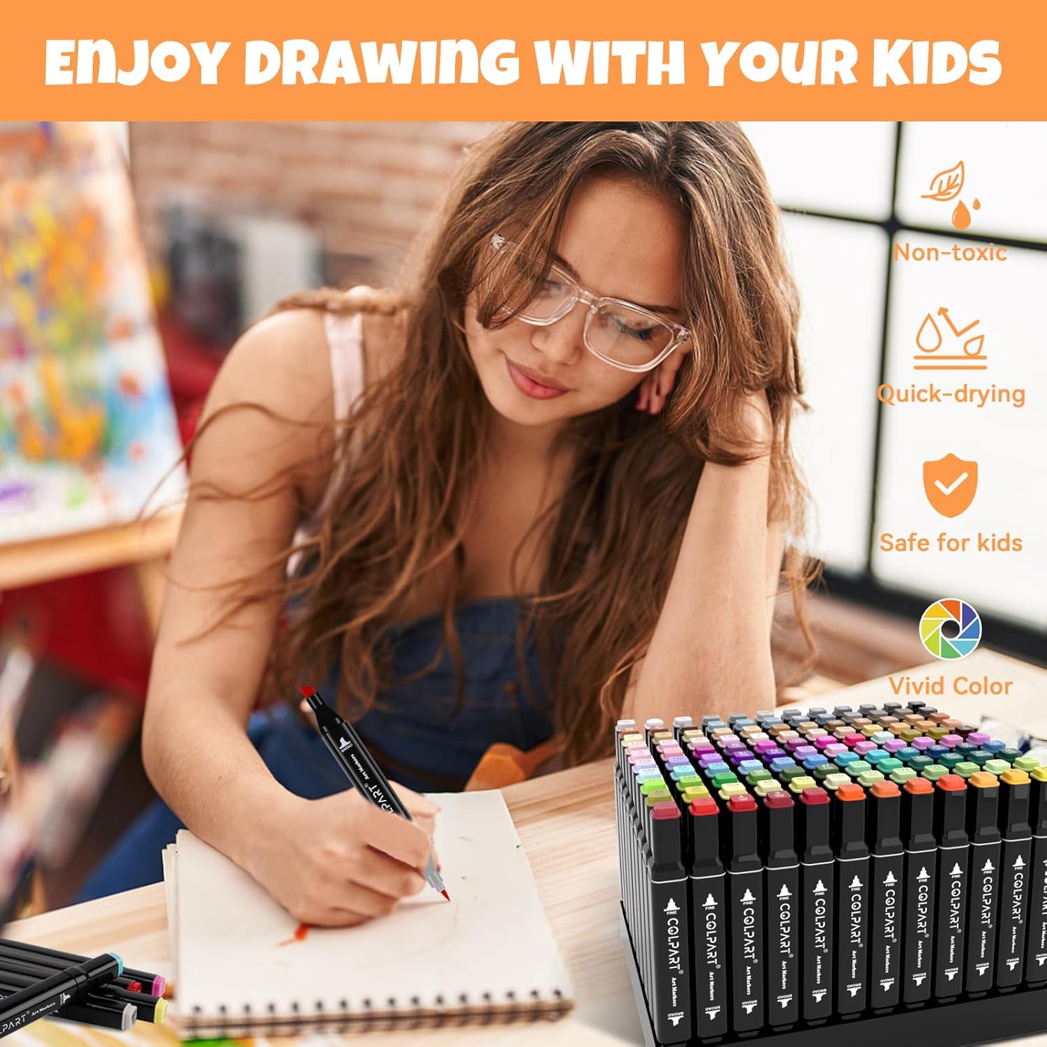 120 Colors Alcohol Markers Set Dual Tip Art Markers for Kids Marker Pens with Pen Holder and Case for Adult Painting Supplies Perfect for Painting, Coloring Book, Sketching and Drawing - Image 4