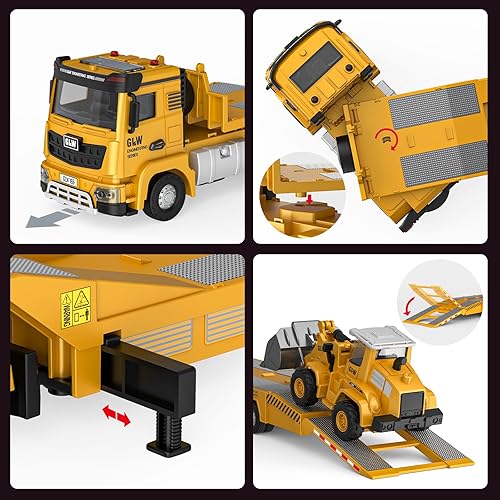 Miniatura 6 de Juguetes para niños de 3, 4, 5, 6, 7 años, juego de juguetes de construcción fundidos a presión con semircamión, excavadora, niveladora, vehículos