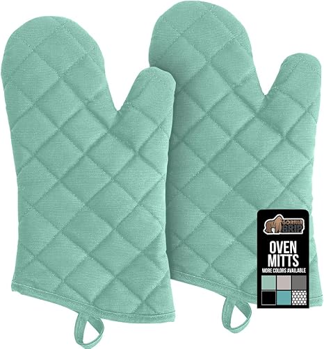 Amazon.com: Gorilla Grip Manoplas de horno de algodón grueso resistentes al  calor, forro acolchado suave, guantes duraderos y flexibles, protegen las  manos de las superficies calientes de la cocina, manoplas de cocción