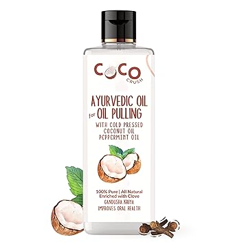 COCO CRUSH Ayurvedic Coconut Oil Pulling Blend with Virgin Coconut Oil, Peppermint Oil, & Clove Oil | Cold-pressed & Virgin | Oral Care for Fresh Breath & Healthy Gums, Teeth (50ML)