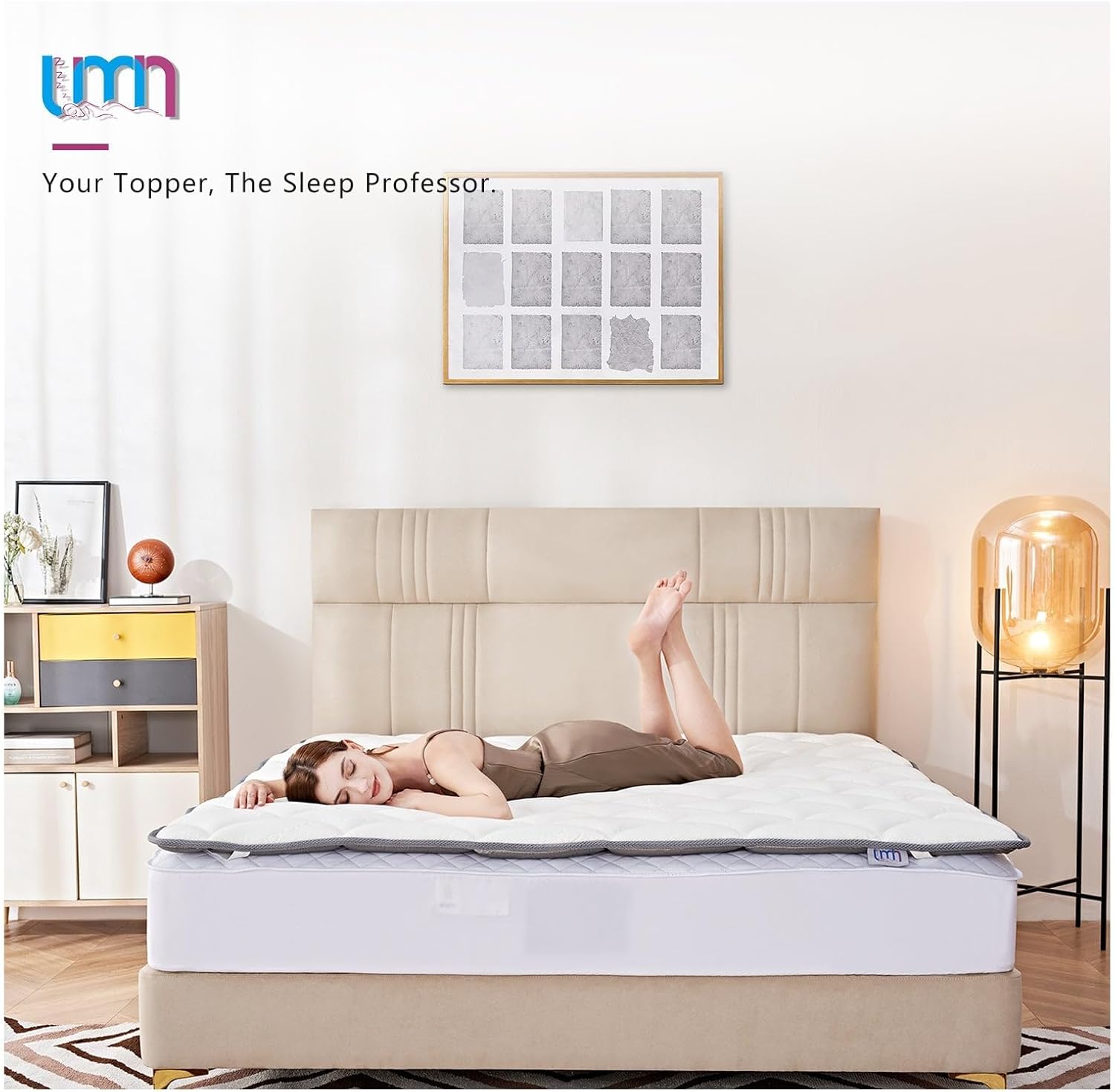 UMN Mattress Topper King Size - Soft Foldable Memory Foam Mattress Pad - 2 Inch Thin Cooling Breathable Mattress Protector for Back Pain Pressure Relief