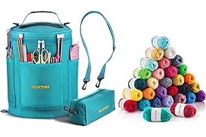 Crafitss: Premium Acrylic Yarn Skeins (30X20G) + Storage: 1300Yards