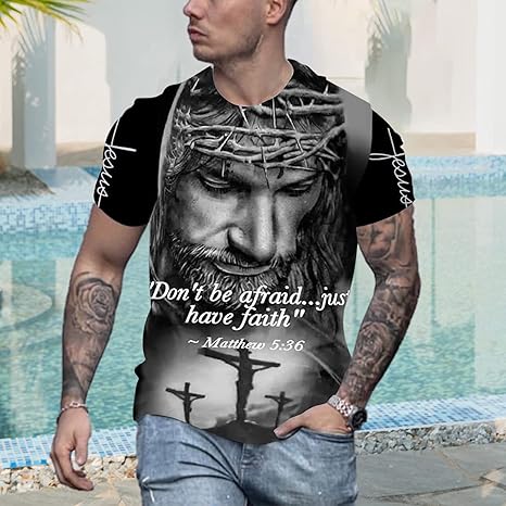 Maglietta Unisex Maniche Corte Maglietta Cristiana Con Croce - Foto 9