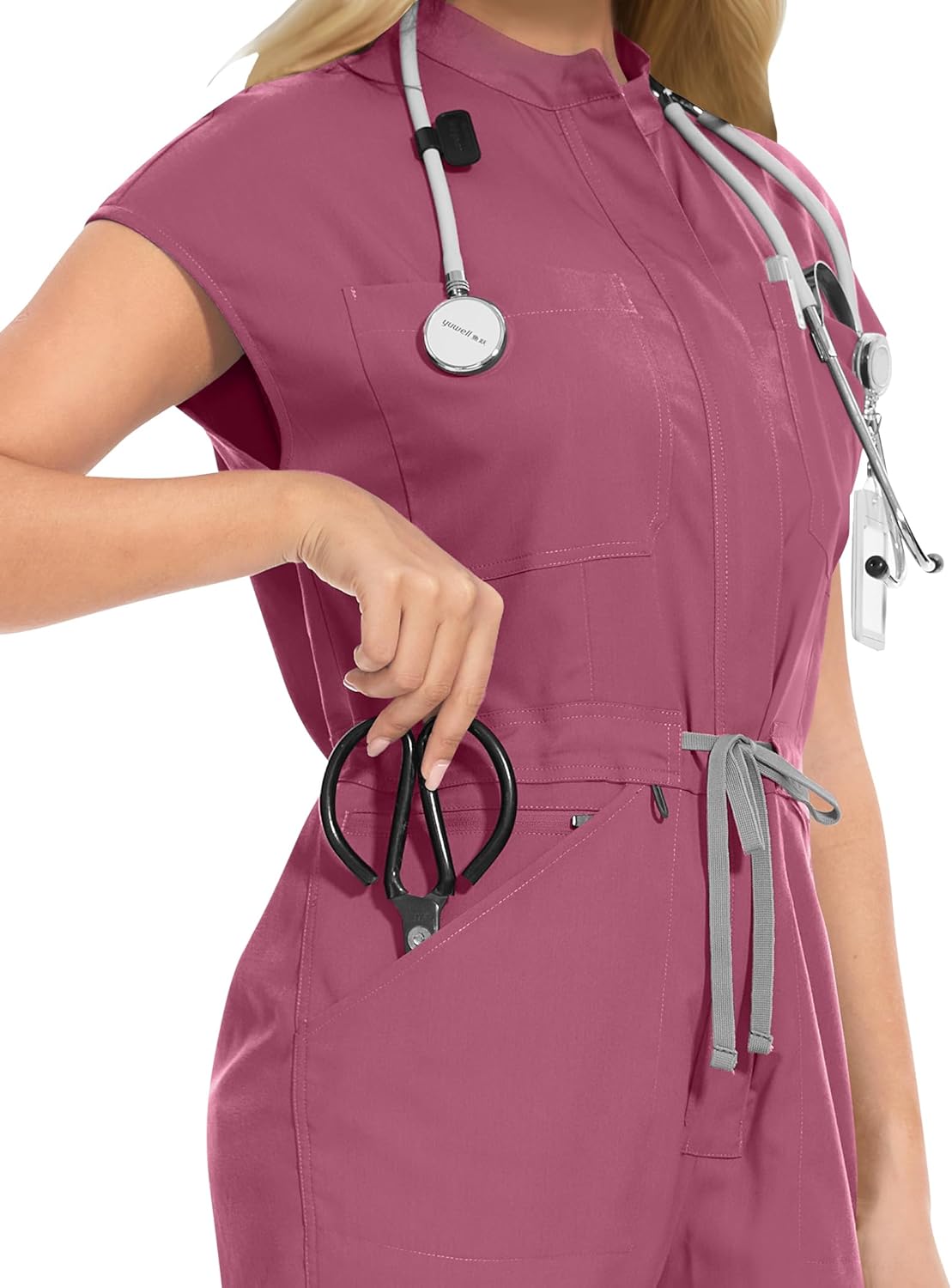 VIAOLI Women's Scrub Jumpsuit Completed Jogger Pants with 8 Pocket for Hospitals Clinics Medical Nursing Uniforms Set