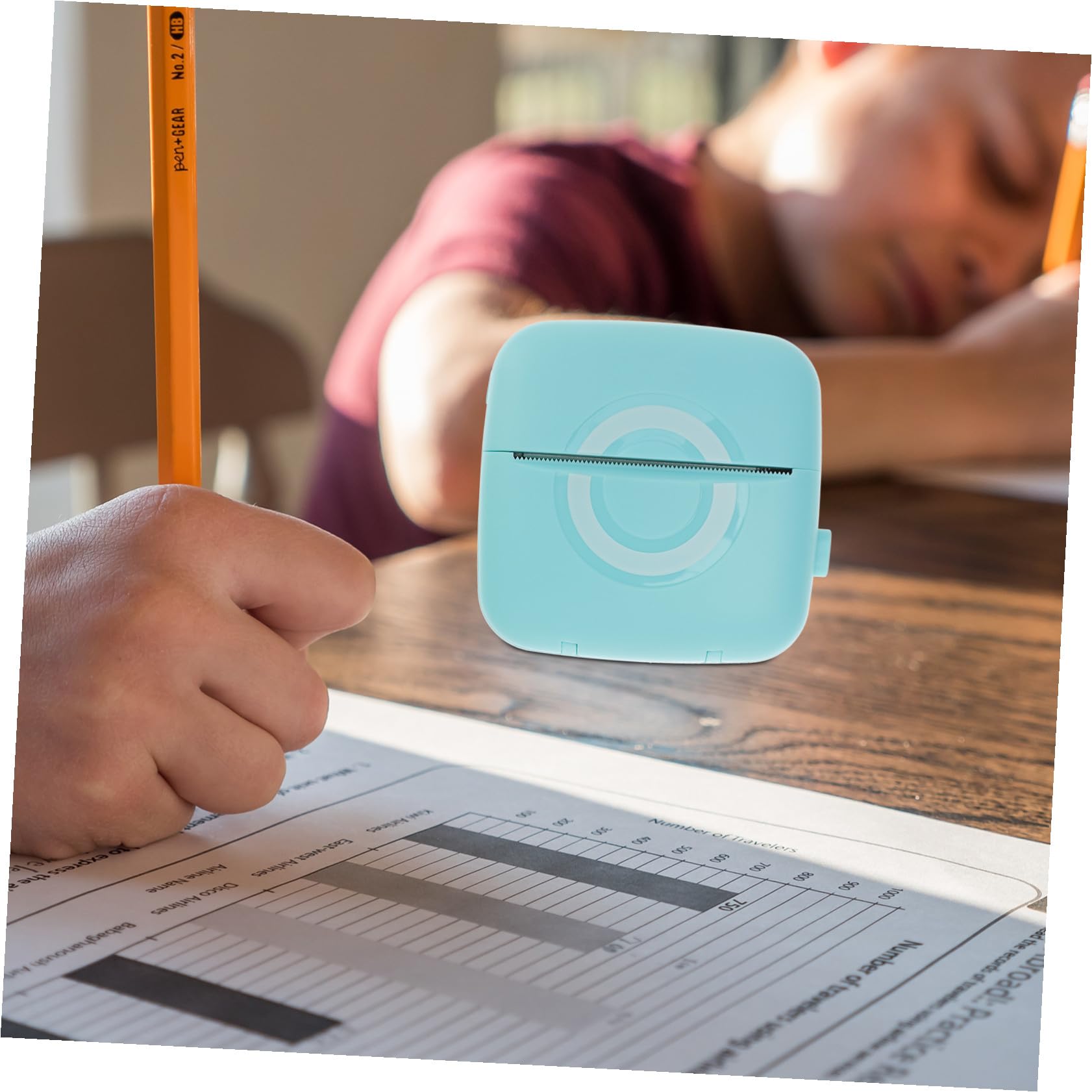 Zerodeko Stampante Portatile Termica Mini, Stampante per Telefono, 200 Dpi, 1000 Mah, Carta Abs, 5v Micro Usb, con Carta Termica, per Scuola e Ufficio