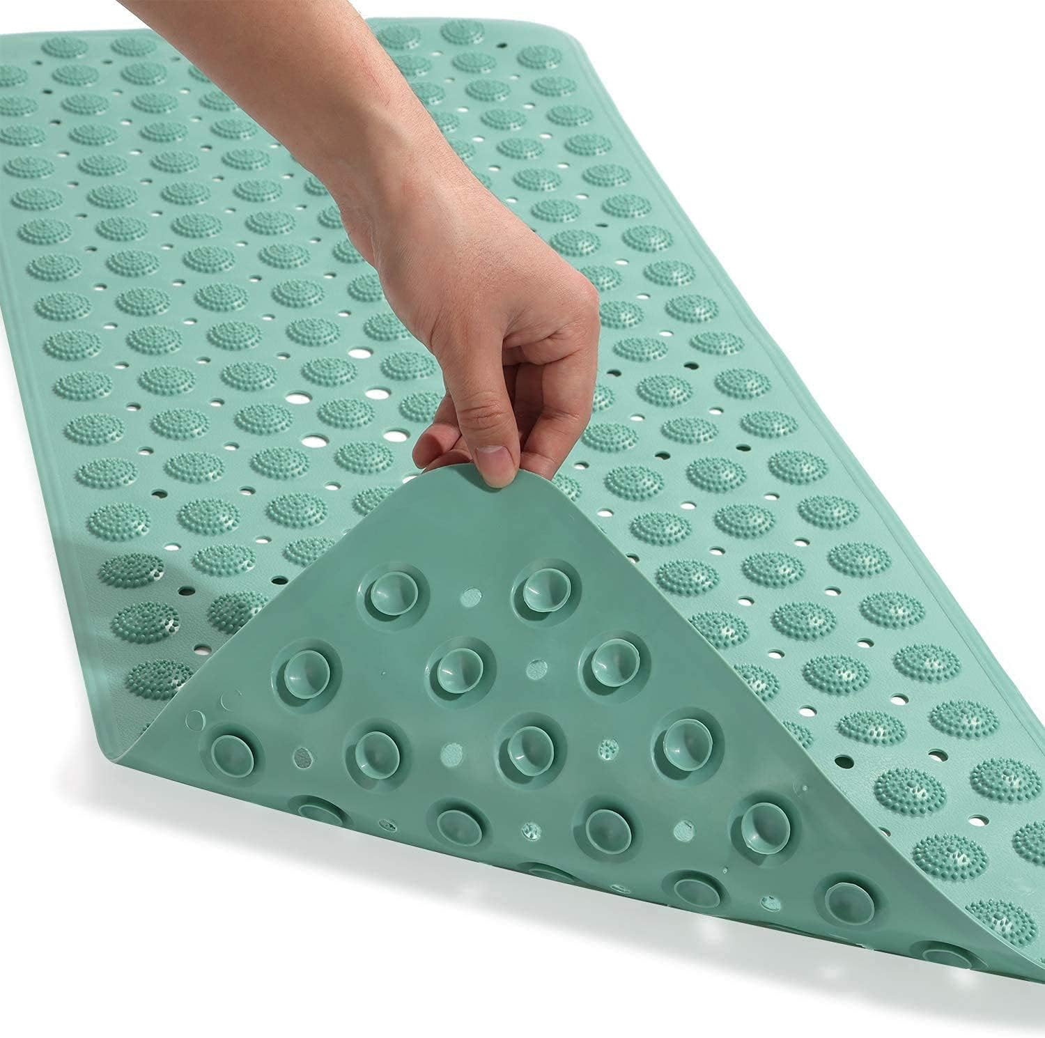 VHKD PVC Bathroom mats Anti Slip Bathroom mat Non Slip Bath Anti Skid Doormat Rectangle (Marsh Green 70x35)-image-17