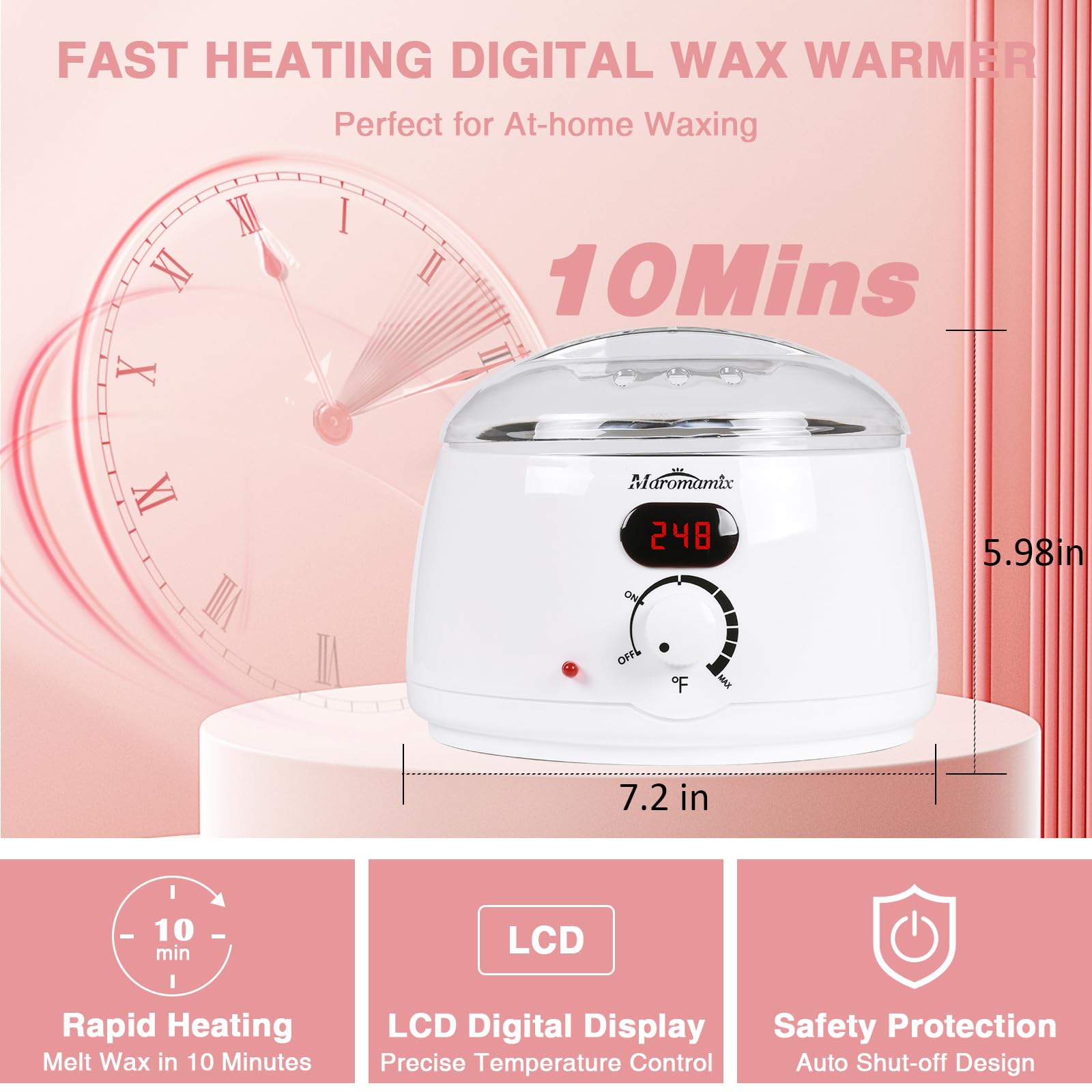 Kit de depilación digital para mujeres y hombres, máquina de depilación con 4 paquetes de cuentas de cera dura y olla de cera de silicona para piernas, cara, cejas, bikini, kit brasileño de depilación