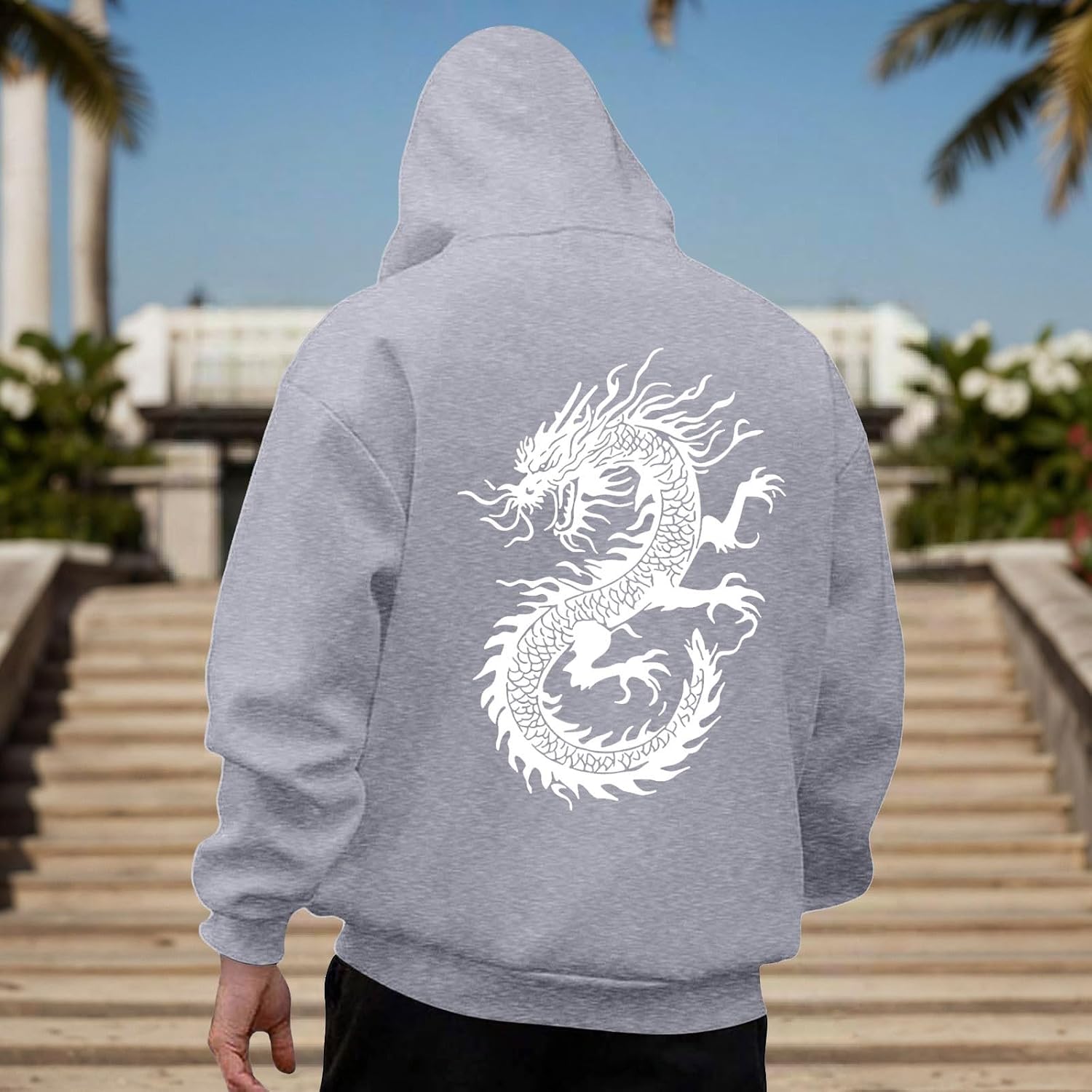 Big And Tall Hoodies For Men Long Sleeve Printed Pullover Sweatshirts Regular-Fit Outfit With Pocket For Walking Outdoor
