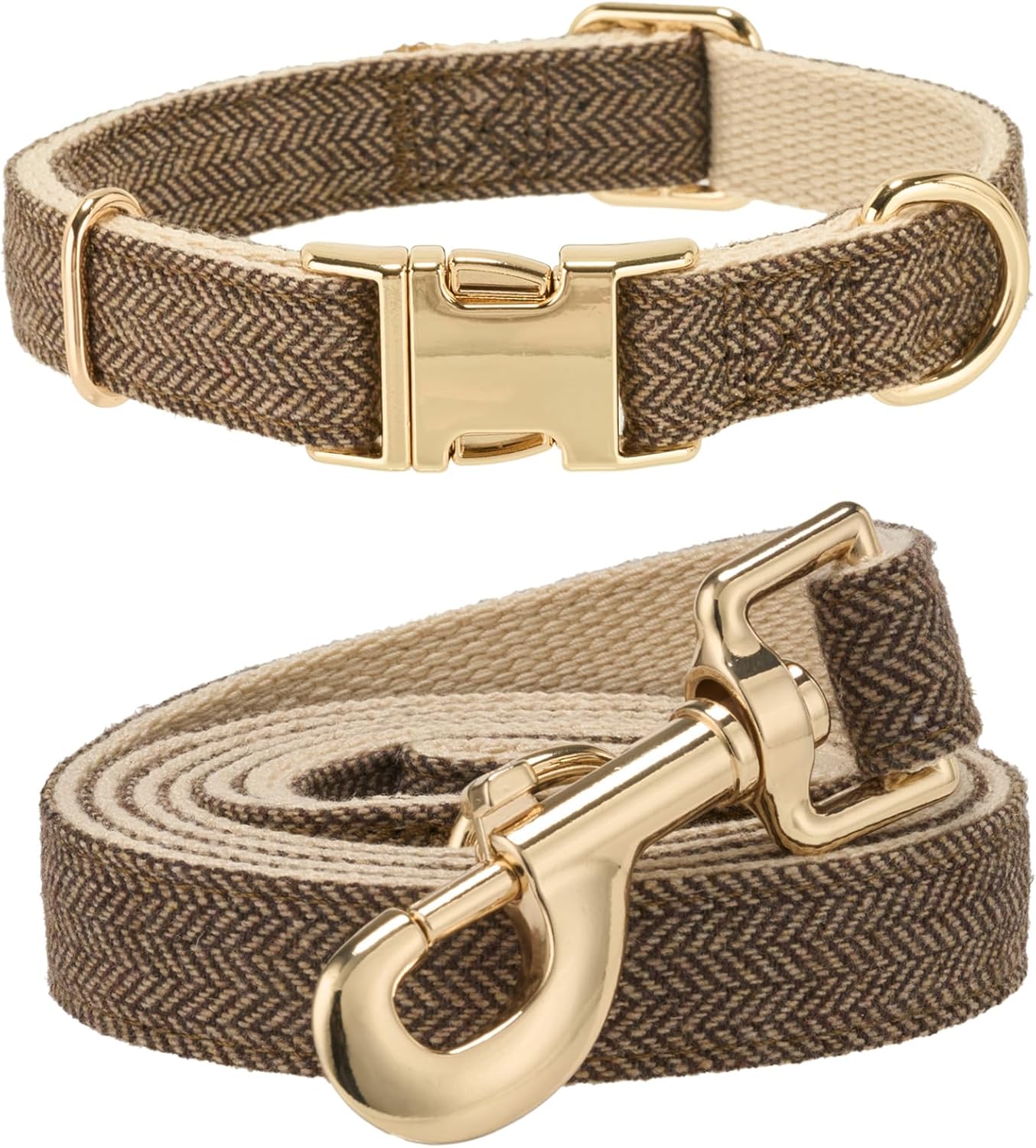 YUDOTE Hundehalsband- und Leine-Set, klein, weich, reizfrei, natürliche Baumwolle mit Twill-Stoff, für Hunde mit empfindlicher Haut, Taupe YUDOTE Hundehalsband- und Leine-Set, klein, weich, reizfrei, natürliche Baumwolle mit Twill-Stoff, für Hunde mit empfindlicher Haut, Taupe