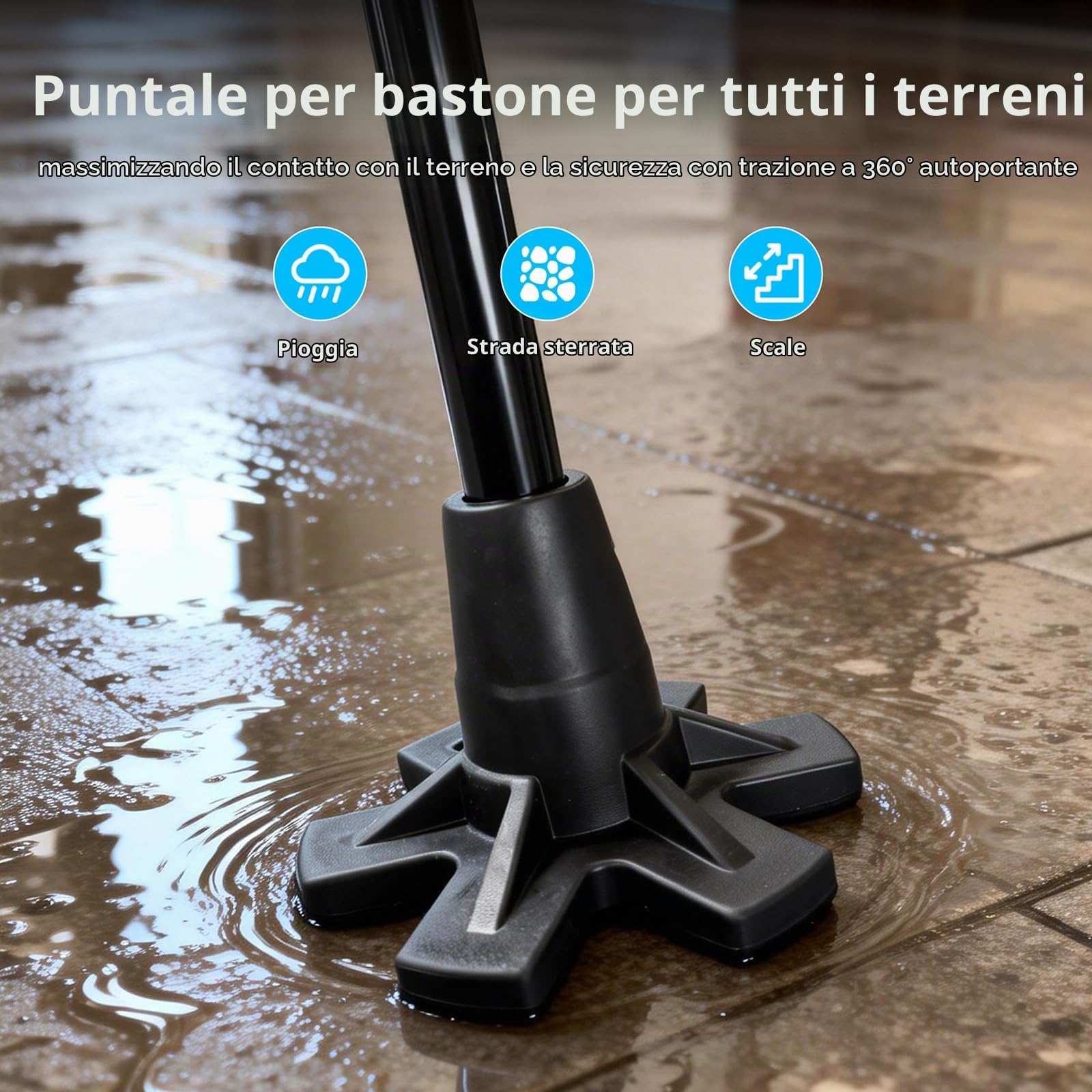 REHAND Bastone da Passeggio Regolabile per Anziani e Adulti – Impugnatura Ergonomica Antiscivolo, 10 Livelli di Regolazione dell’Altezza (101–124 cm), Portata fino a 159 kg