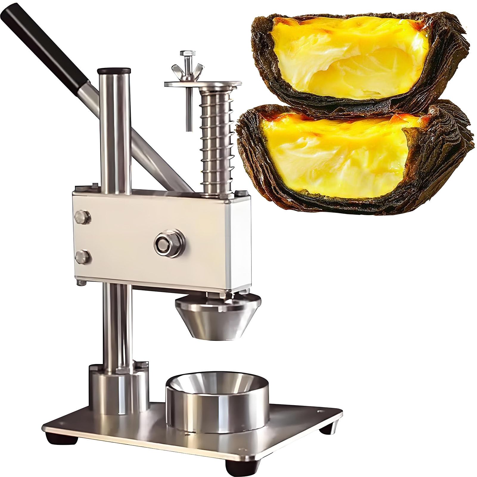 YXYLJOZ Tart Press,Adjustable Thickness,Uniform Thickness,Commercial & Home Manual Tart Press,Stainless Steel Tart Shell Press Machine for Making Tart Shells with Uniform Thickness