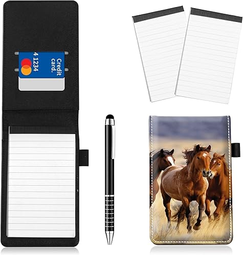 Miniatura 88 de Juego de 4 soportes para bloc de notas de tamaño de bolsillo, de piel sintética, mini bloc de notas con 2 bloc de notas pequeños y lápiz capacitivo