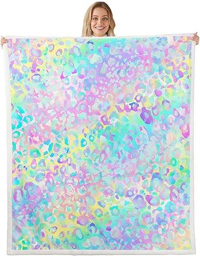 Manta de Leopardo Colorida para Niñas, Manta Sherpa de Leopardo Safari con Estampado de Guepardo, Manta de Forro Polar Moderna con Diseño de