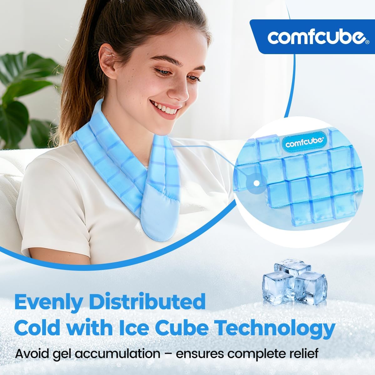 Neck Ice Pack Wrap for Cervical Pain and Cooling, 2 Hours Long Lasting Cold Ice Pack for Neck Injuries, Flexible Cold Pack for Hot Weather, Hot Flashes, Surgery, Office Pressure