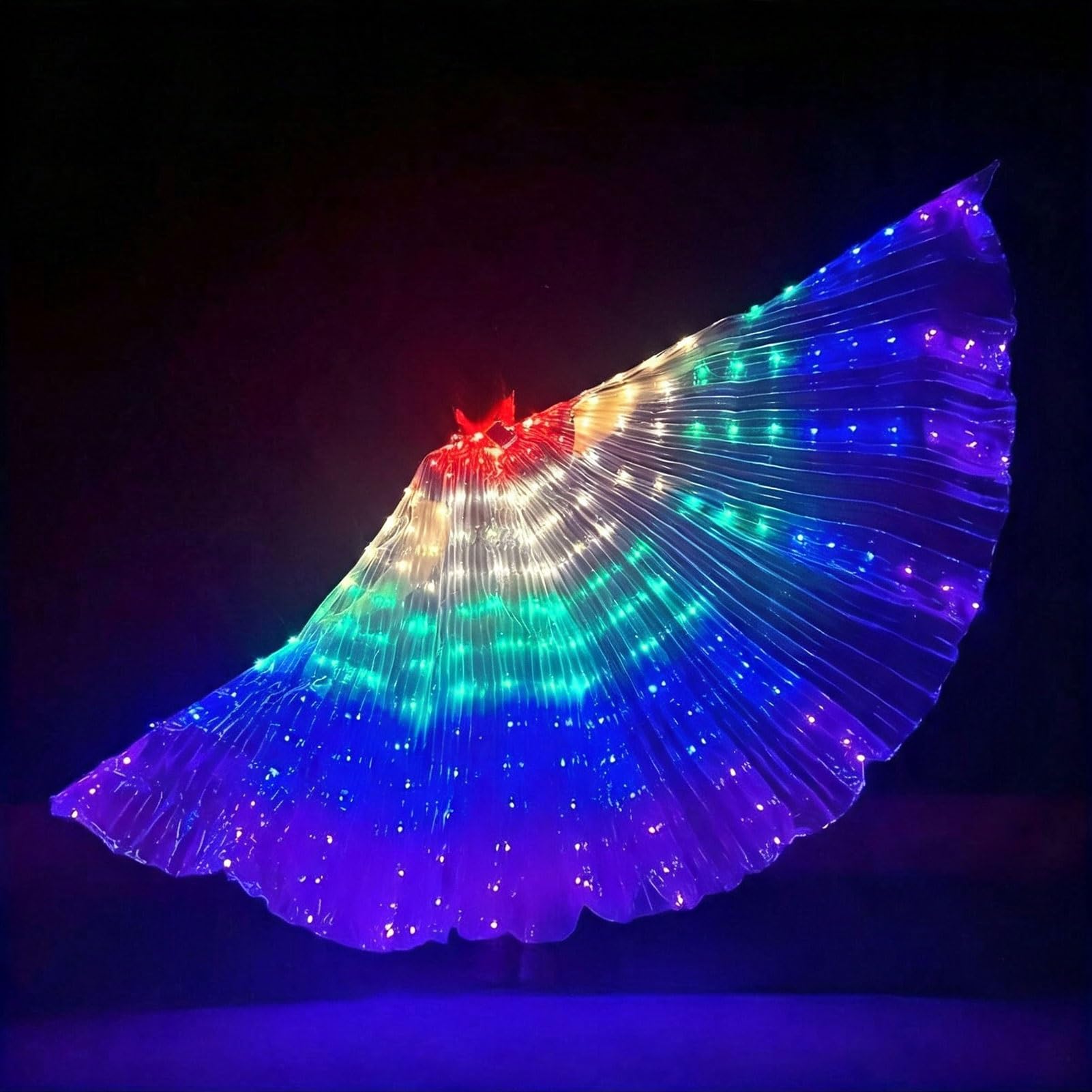 Disfraz Halloween Alas Led Mujer, Alas Ángel Brillantes Navidad | Alas de Ángel Resplandecientes con Palos Telescópicos Alas de Hadas LED for Adultos(Colorful,L)