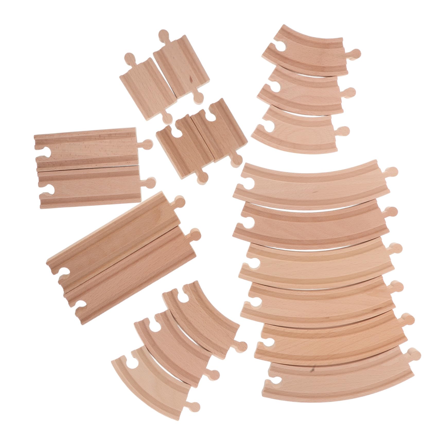 SUPVOX 20 Pezzi Binari Trenino in Legno Beige, Dritti e Curvi | Compatibile con Modelli Ferroviari, Pezzi per Montaggio Creativo, Accessori di Espansione per Gioco DIY