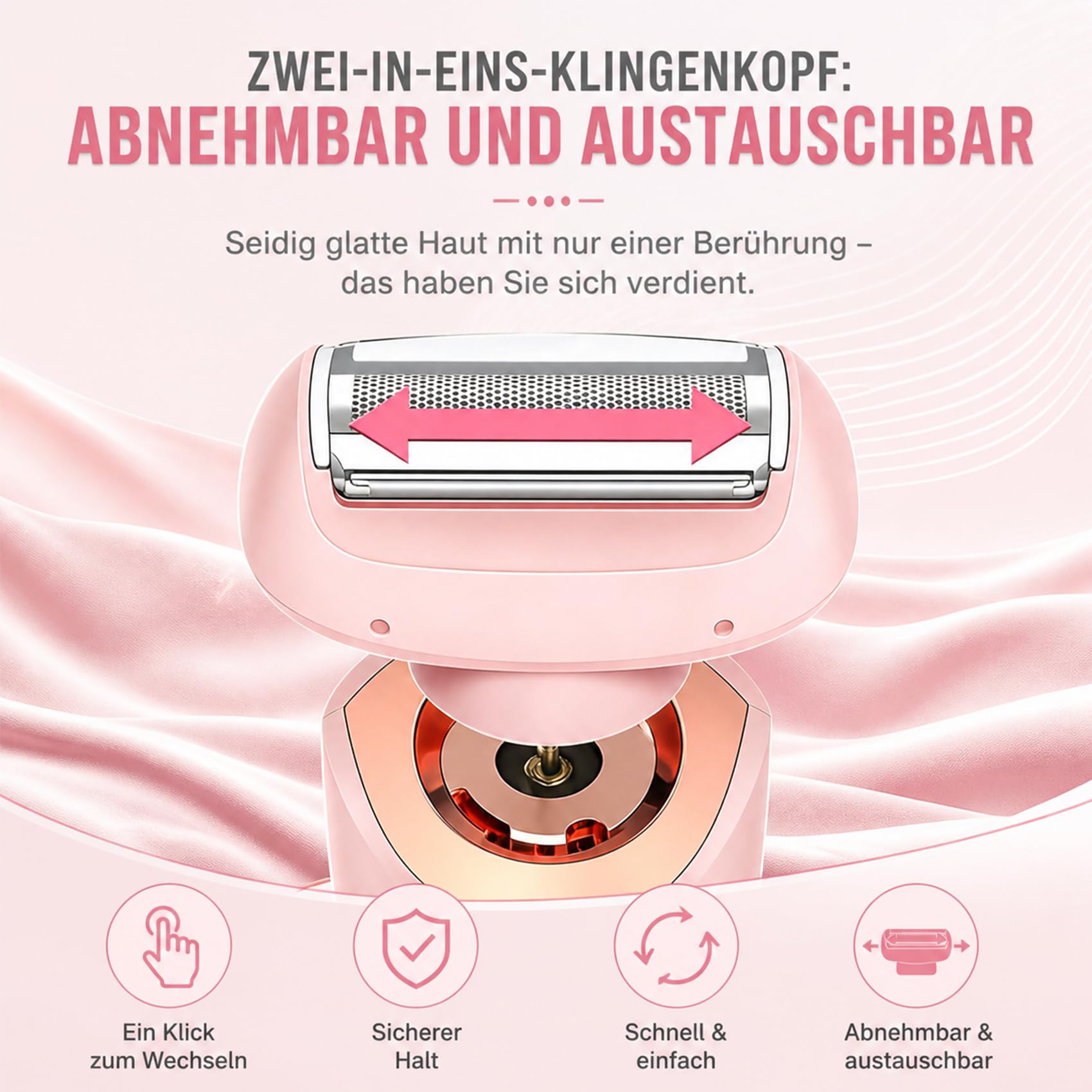 Boulina Rasierer Damen, 2-In-1 Glisse Pro Rasierer, Einfach Zu Reinigen, Sowohl für Den Nass- Als Auch für Den Trockengebrauch Geeignet für Beine, AchselhöHlen und Bikinizone (Blau*1)
