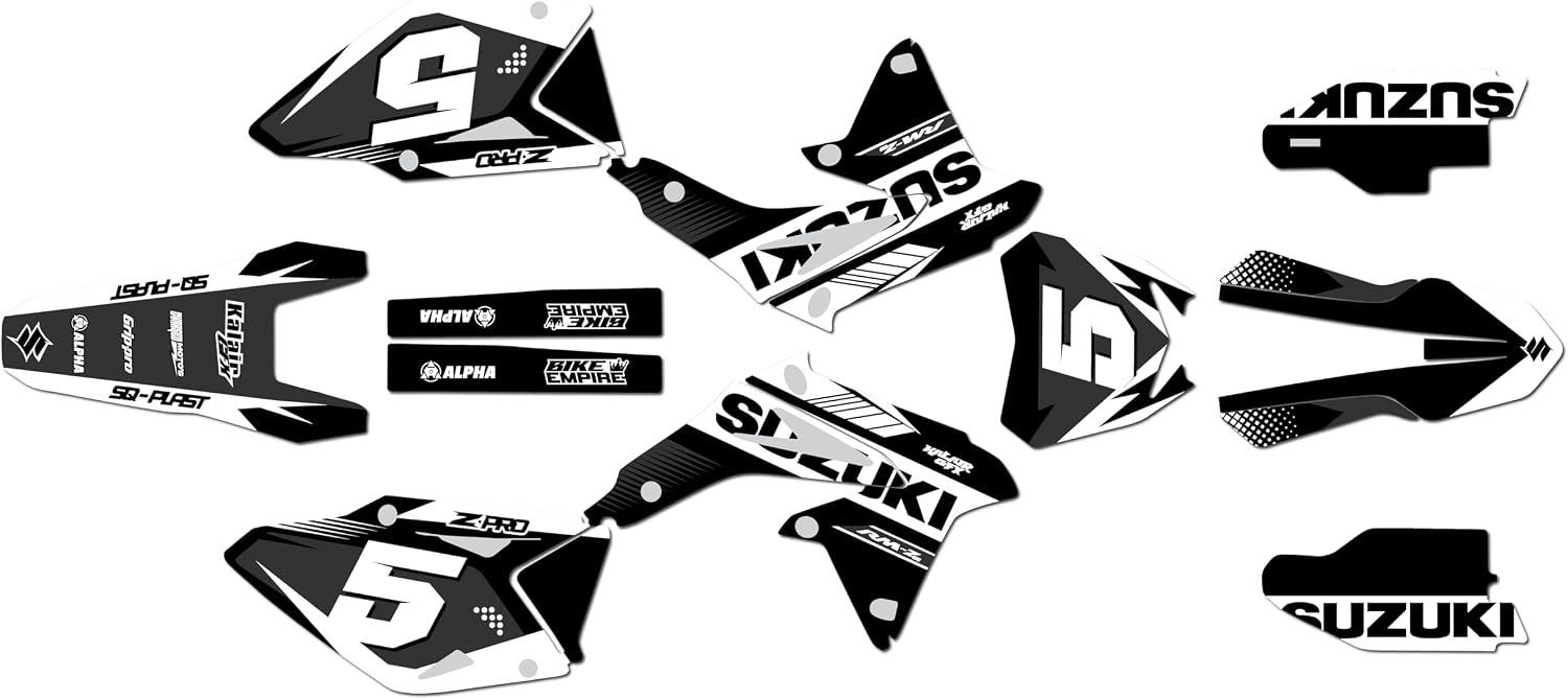 Graphics Kit for Suzuki RMZ450 (2008-2017) Turbo Series Gold 16 Mil-Dirt Bike Custom Racing Graphics Decals Stickers Kit, no-Plastics