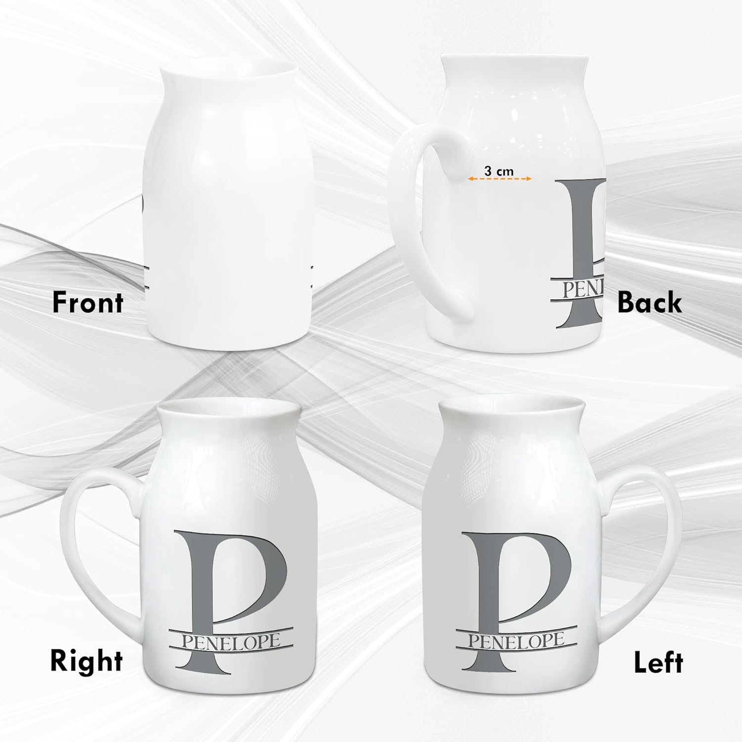 Personalized Initial Monogram Flower Bud Vase, Custom Elegant Alphabet Milk Jug Pitcher with Letter & Name, Home Decor for Women, Birthday, Mother’s Day