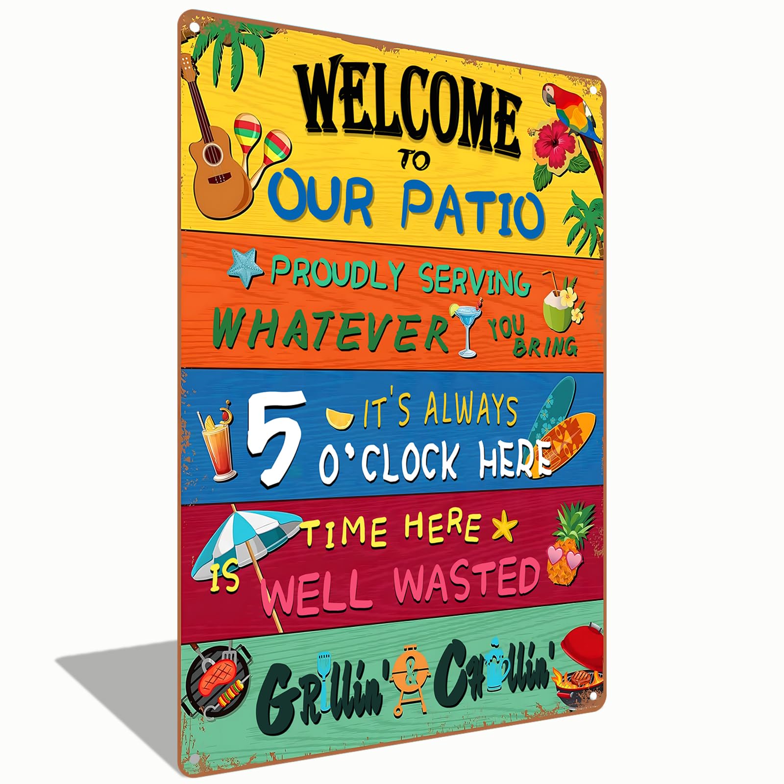 Welcome to Our Patio Outdoor Sign Metal Home Birthday Party Outdoor Pool Decor 8 x 12 In (2508) — image 1