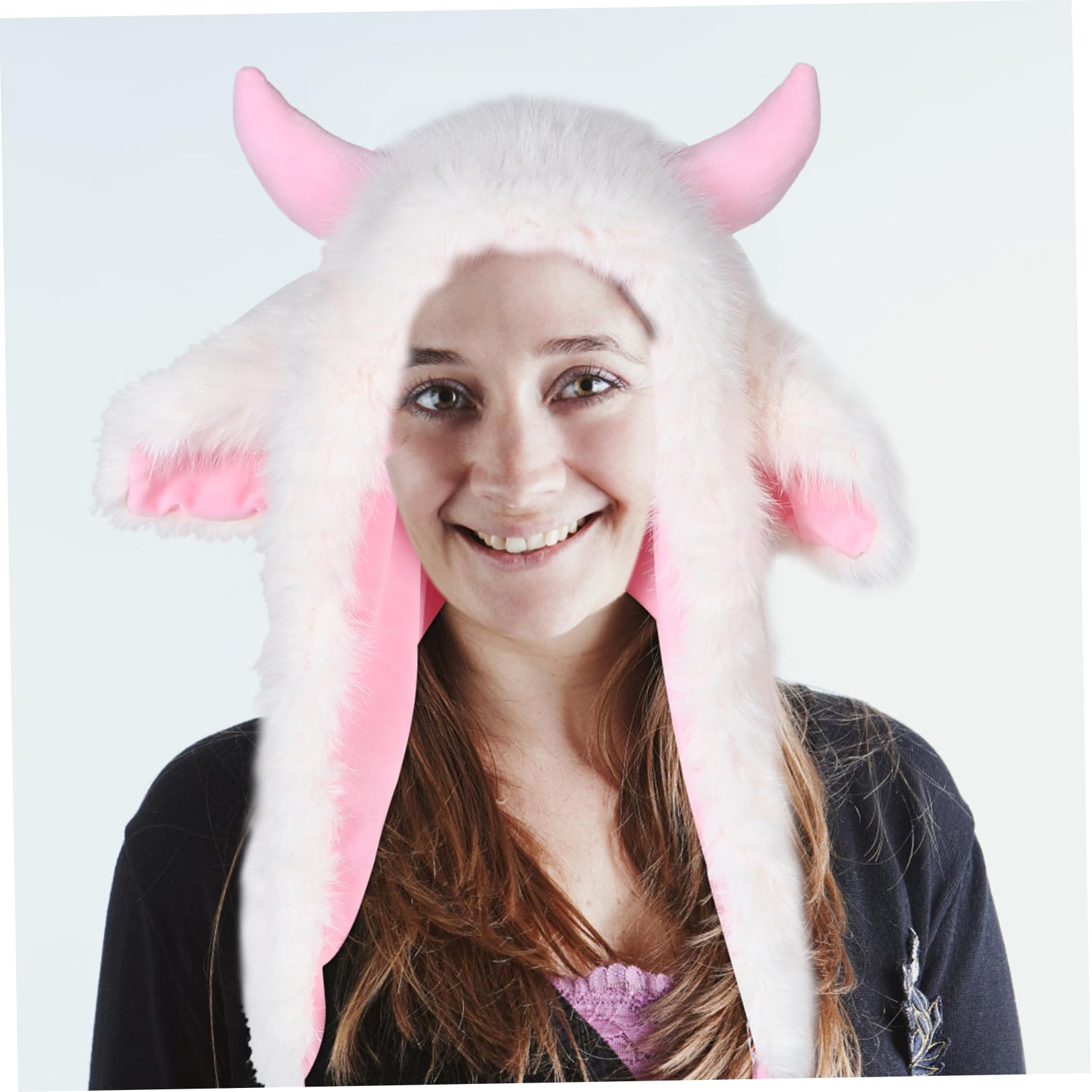Healeved Sombrero de Cuerno Divertido con Bufanda de Felpa Cálido Gorro de Animal para Clima Frío para Disfraces de Halloween y Adolescentes