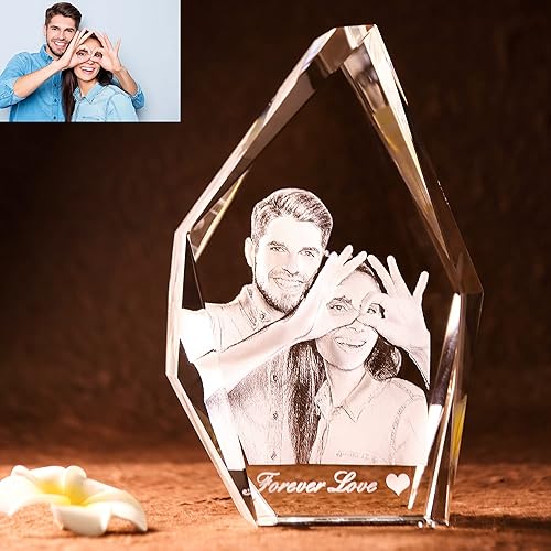 Miniatura 8 de Marco de fotos personalizado 3D grabado en el interior del cristal con imagen regalo para Navidad, día de San Valentín, boda, día de la madre, día