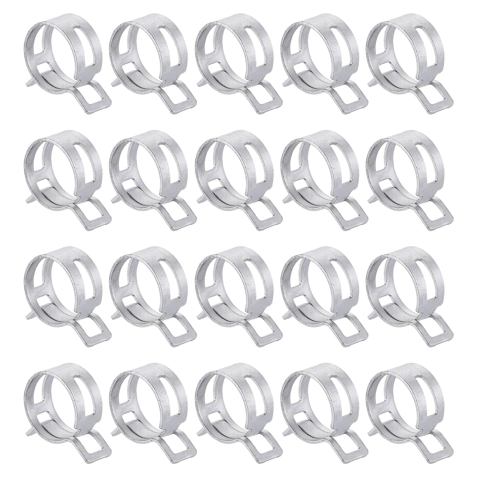 sourcing map 20pcs Spring Band Type Hose Clamps 22mm Fuel Line Hose Spring Clip Silicone Vacuum Hose Pipe Clamp Low Pressure Tube Clip Fastener, Silver
