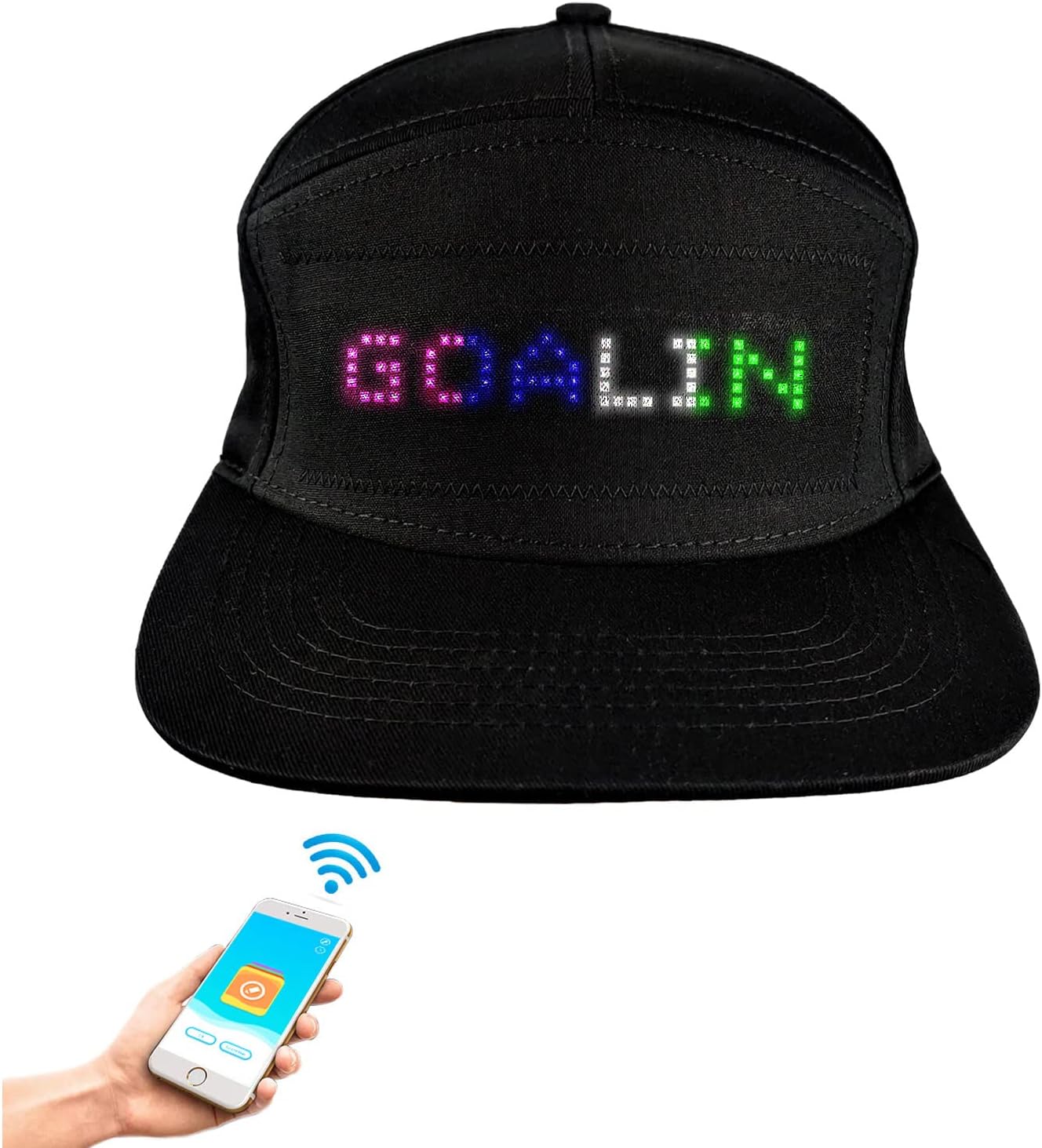 CY TOYS Bluetooth Led Message Hat Animated Display for Party Mystery Black, Mystery Black, 7.25