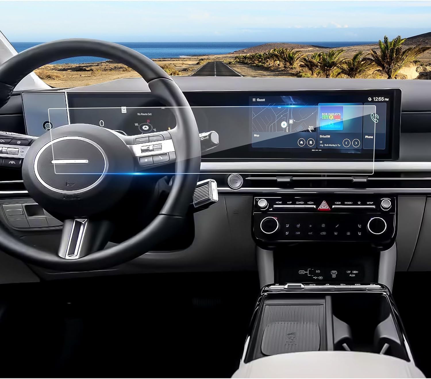 2025 2026 Tucson Screen Protector for Hyundai Tucson (Dual 12.3Inch Display) (SE/SEL/SEL Convenience/XRT/Limited/Blue/N Line), 9H Tempered Glass 2025 Tucson Hybrid Accessories HD Transparent