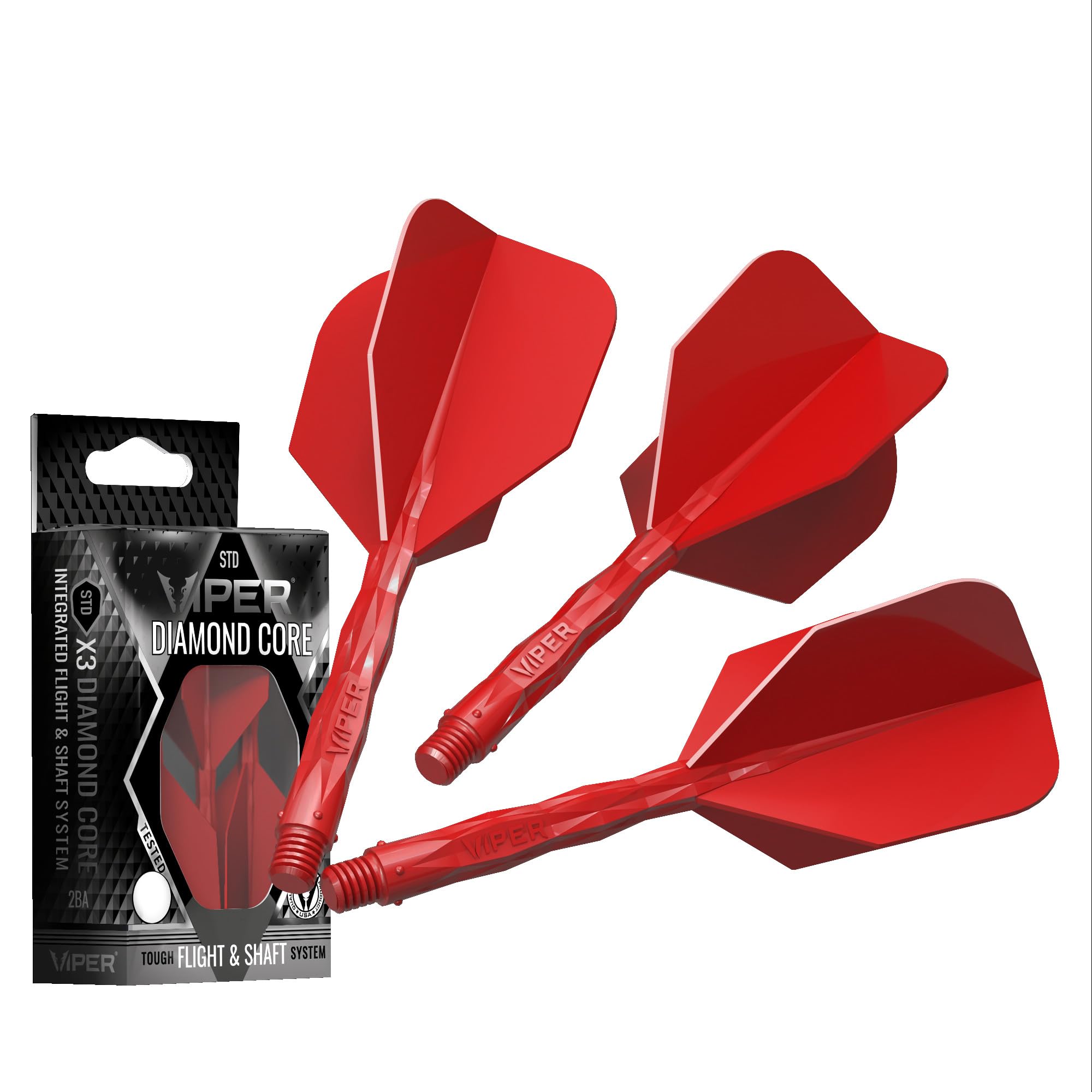 Viper Diamond Core Integrated Dart Flight & Shaft System - Precision Darting Accessory with Tough Polymers for Enhanced Performance, Set of 3, Medium Shaft, Standard No6 Flight, Red