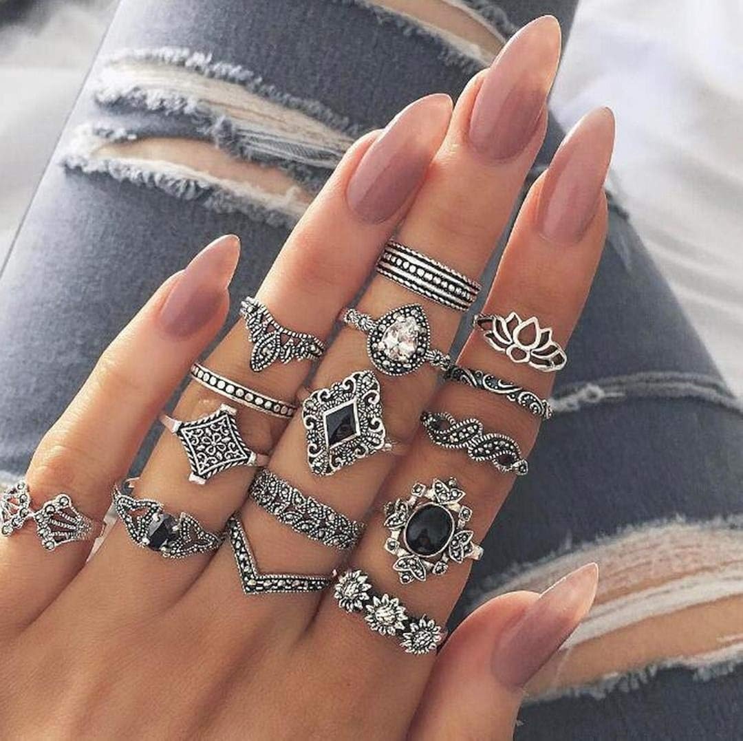 Vinzar Boho Rings Silver Stackable Finger Rings Set Black Onyx K Makanseafood Com Vinzar Boho Rings Silver Stackable Finger Rings Set Black Onyx K Makanseafood Com