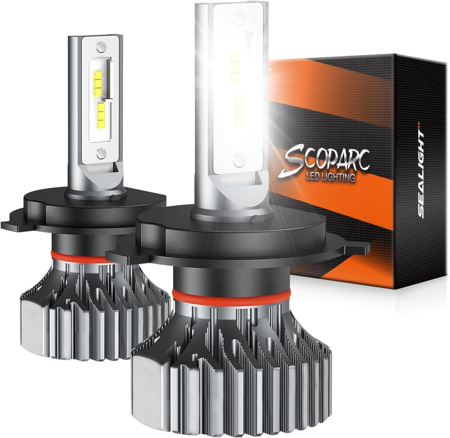 SEALIGHT H4 LED Bulbs, 64000LM 60W 6500K Cool White, Real 1:1 Size Plug and Play, IP68 Proof 10 Year Long Lifespan, HB2 9003 Fog Light Bulbs, Canbus Ready Anti Hyper Flashing, Pack of 2