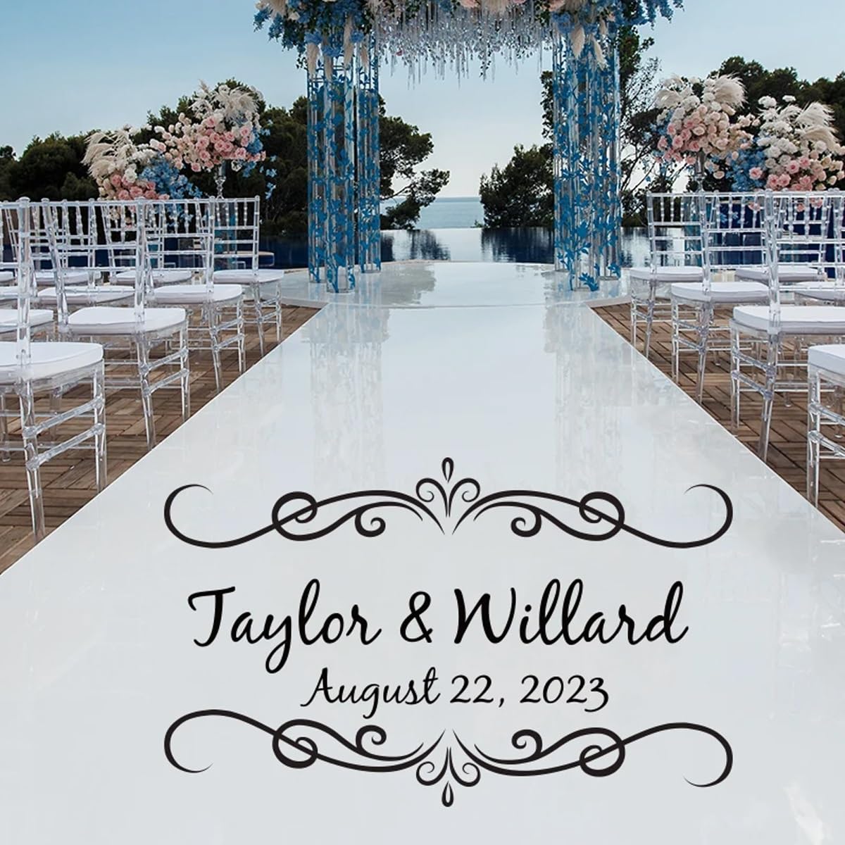 HDLOVEPersonalized Wedding Dance Floor, Decals Large Vintage Wall Decal, Custom Name and Date Wedding Reception Decor, Decal Vinyl Wedding, Wedding Dance Floors (Size : XL 171X278CM)