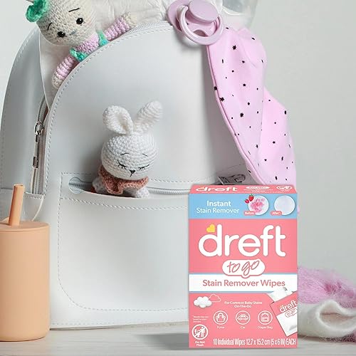 Miniatura 4 de Dreft Toallitas quitamanchas para ropa de bebé, removedor de manchas de tamaño de viaje, envueltas individualmente para uso sobre la marcha, suaves