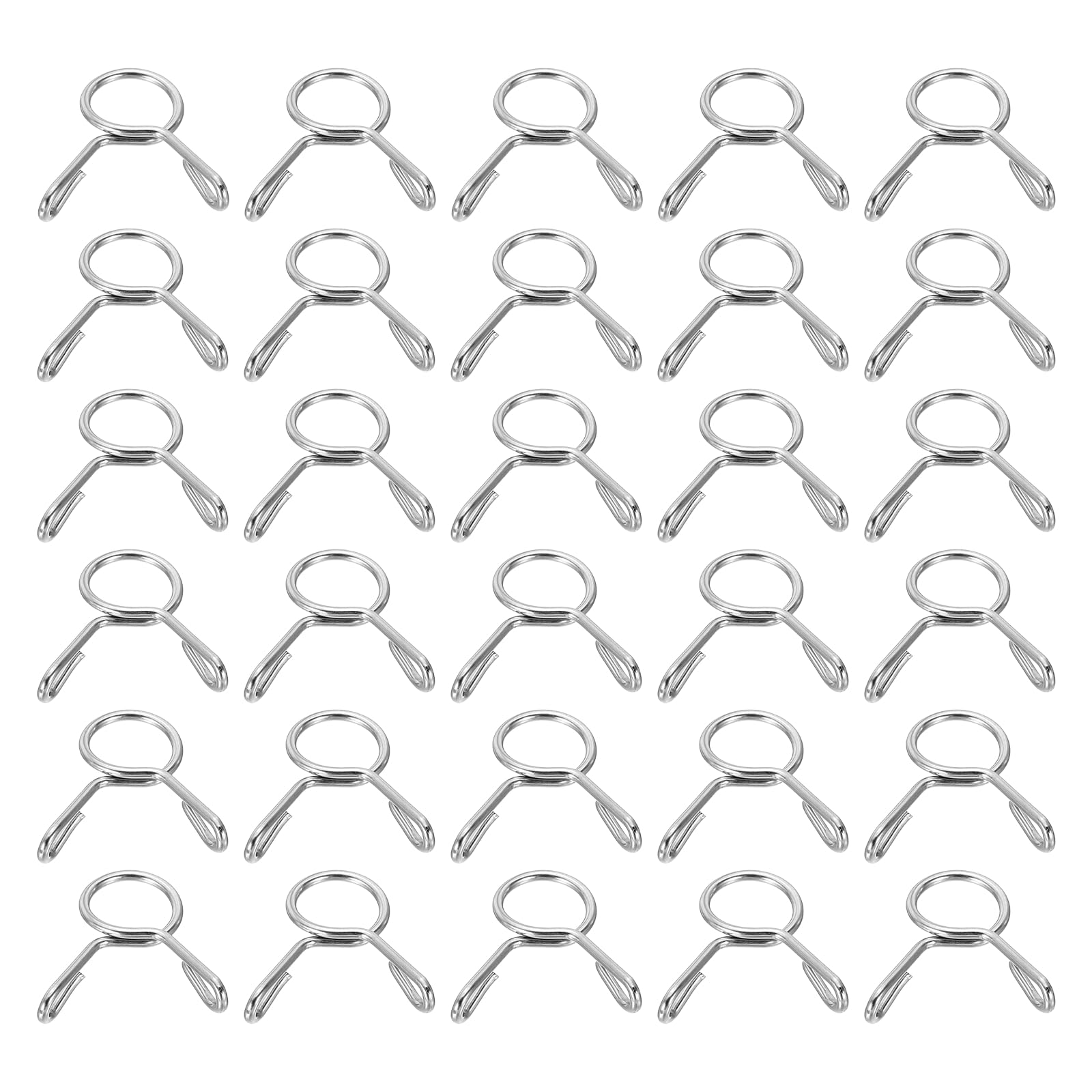 sourcing map Fuel Line Hose Clips 30Pcs 7.5mm ID 8.8mm Clamp Dia. 304 Stainless Steel Tubing Spring Clips Clamps Assortment for Air Hose Tube Water Pipe Motorcycle Scooter ATV, Silver