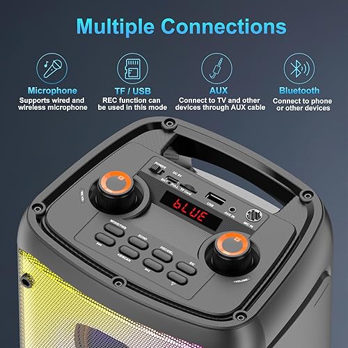 Miniatura 7 de Altavoz Bluetooth, 80 W pico inalámbrico TWS altavoces portátiles para fiestas al aire libre con subwoofer, graves profundos, luces LED coloridas,