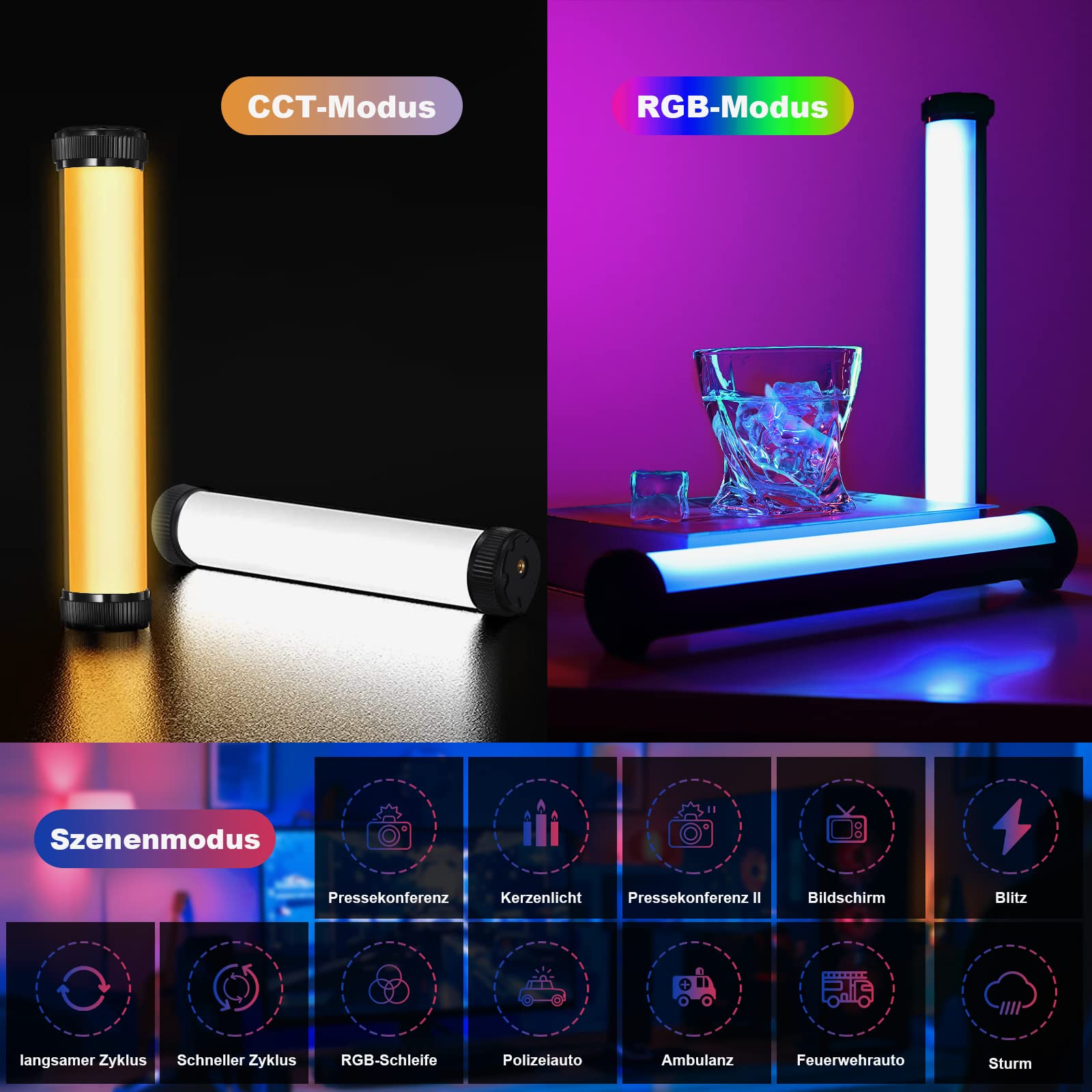 SOONPHO LED Videoleuchte RGB Lichtstab Fotografie 360° Drehung Mini Magnetisch anziehbar Handheld Fotografie Licht mit Eingebautem Akku 2500-9000K RGB für Anime Figur Schießen