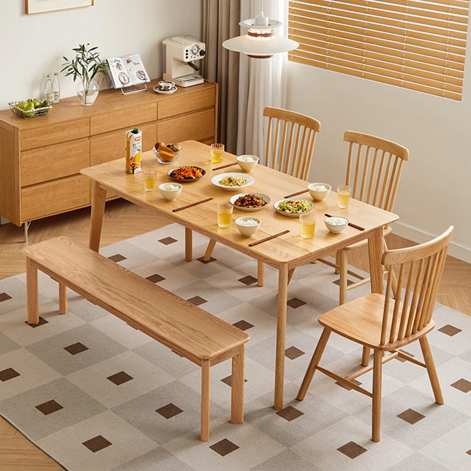 Banc d'entrée de cuisine en bois naturel asiatique, banc en bois de style campagnard, banc de table de cuisine intérieure, pour entrée, chambre, banc de salle à manger (noyer, 130 * 42 cm / 51,2 * 1